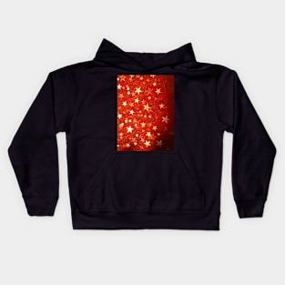 Golden Yellow Stars on Red Kids Hoodie